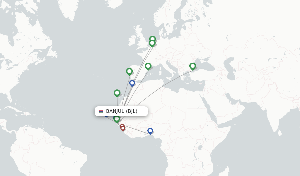 Banjul flight map