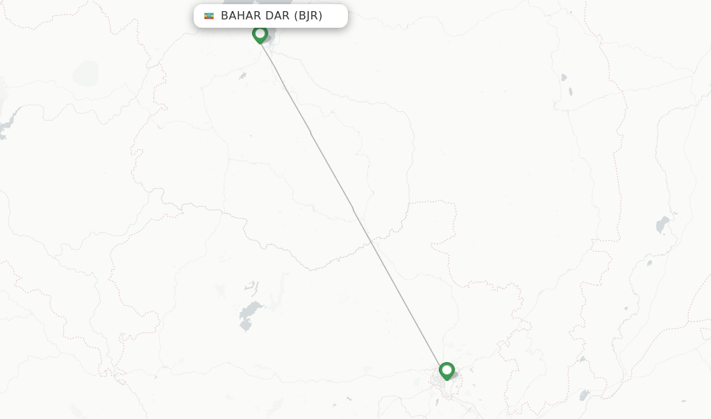 Flights from Bahar Dar to Gondar route map