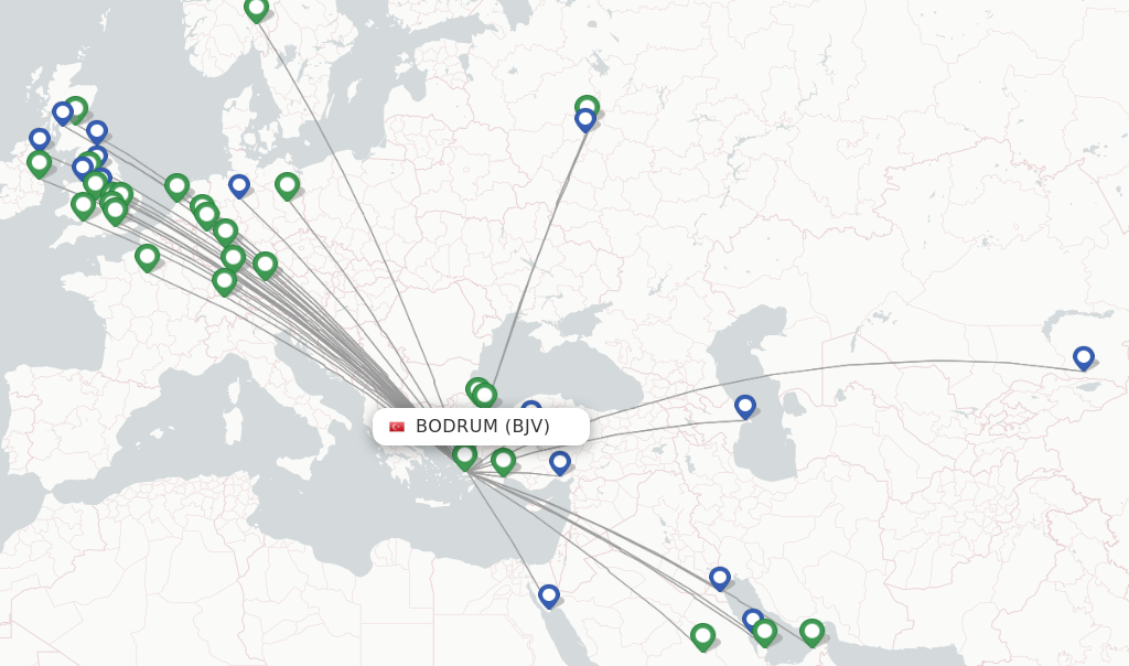 Bodrum flight map