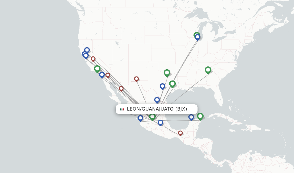Leon/Guanajuato flight map