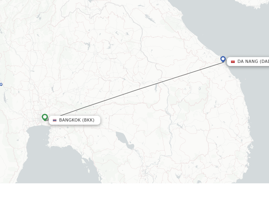 Flights from Bangkok to Da Nang route map