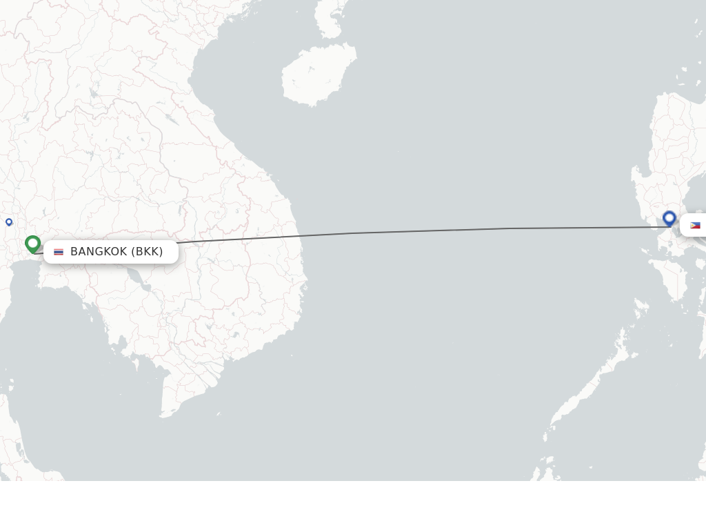 Flights from Bangkok to Manila route map