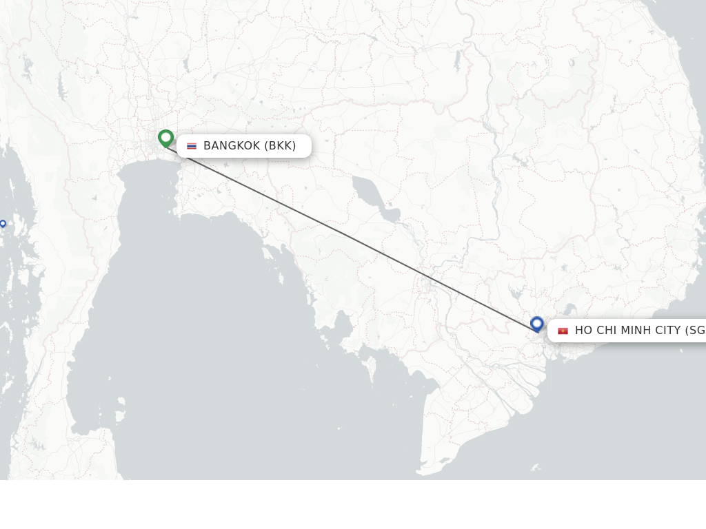 Flights from Bangkok to Ho Chi Minh City route map