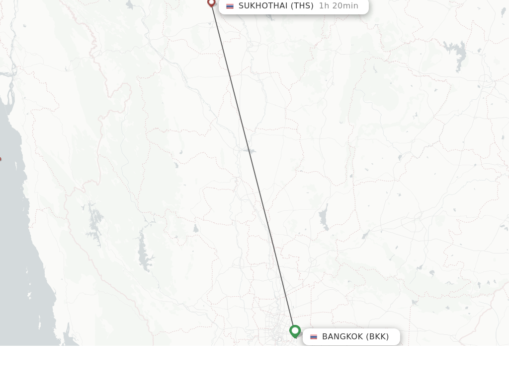 Flights from Bangkok to Sukhothai route map