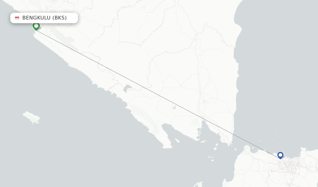 Route map with flights from Bengkulu with Garuda Indonesia