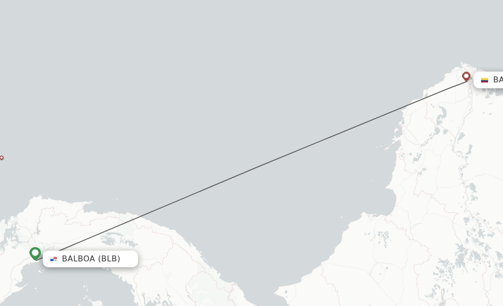 Flights from Balboa to Barranquilla route map