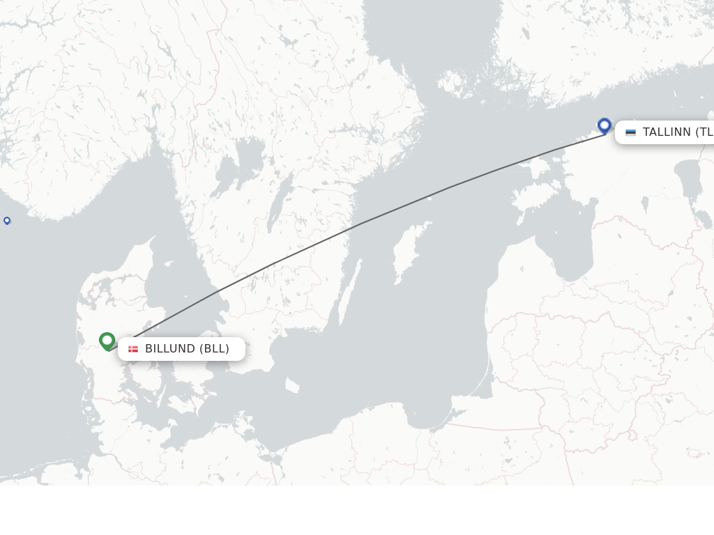 Flights from Billund to Tallinn route map