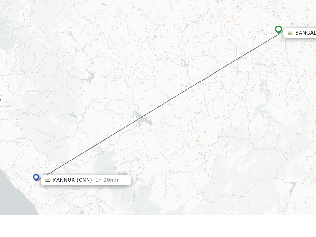 Flights from Bengaluru to Kannur route map