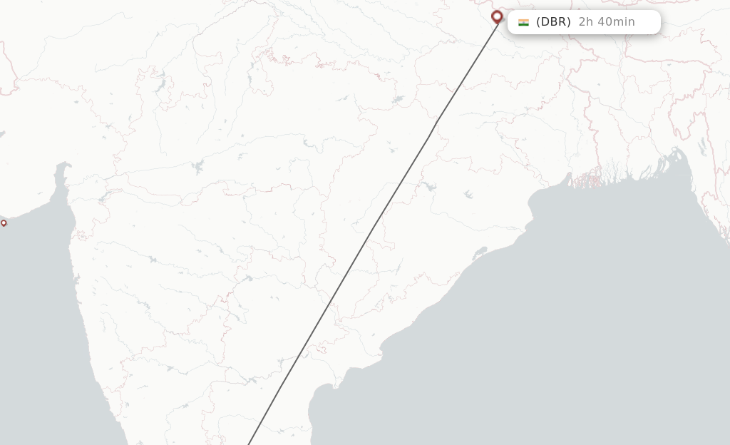 Flights from Bengaluru to Darbhanga route map