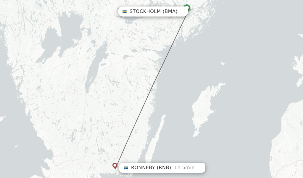 Flights from Stockholm to Ronneby route map