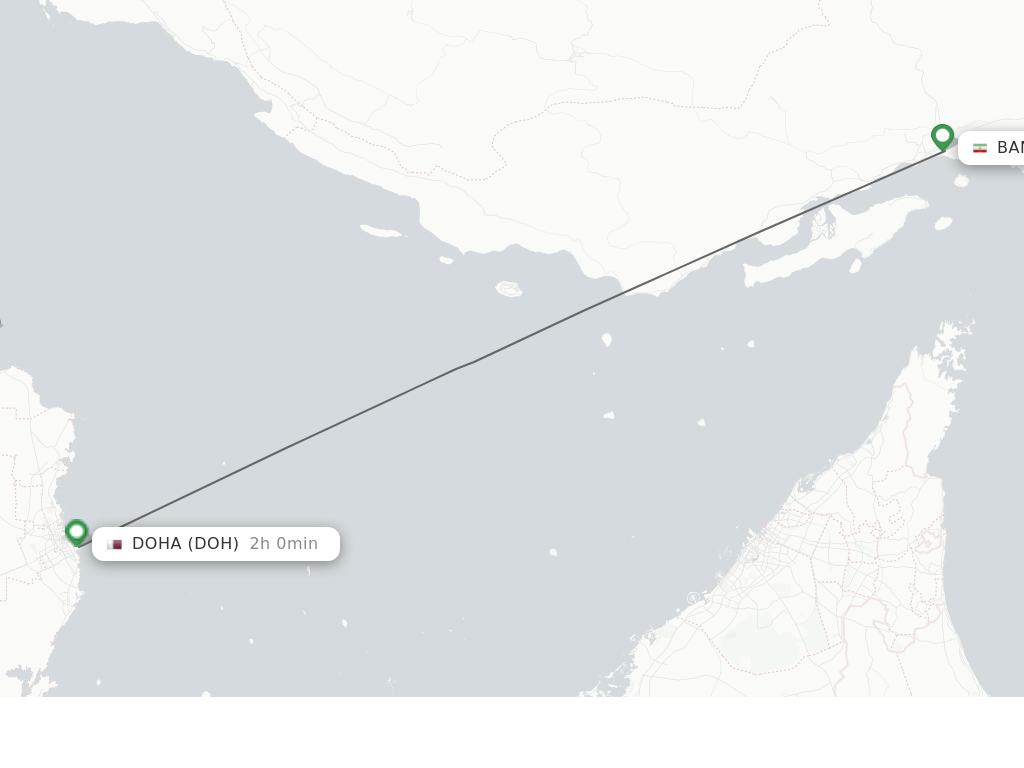 Flights from Bandar Abbas to Doha route map