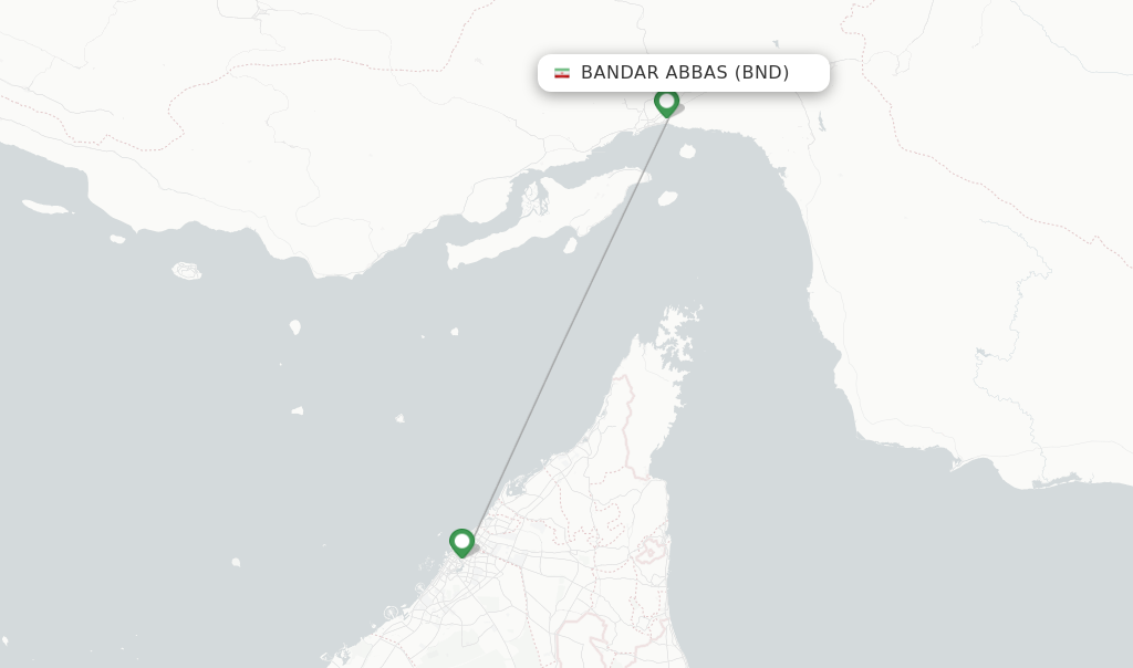 Route map with flights from Bandar Abbas with flydubai
