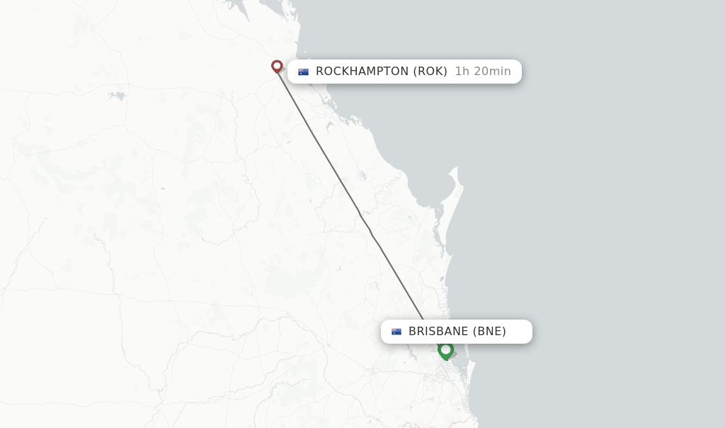 Flights from Brisbane to Rockhampton route map