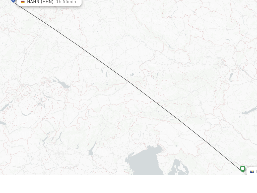 Flights from Banja Luka to Hahn route map