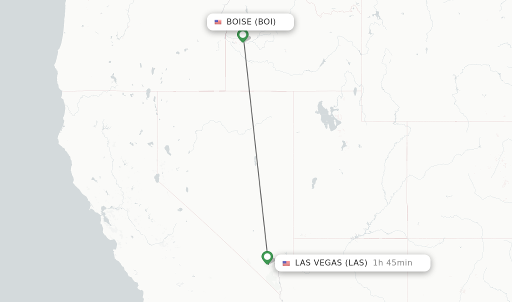 Flights from Boise to Las Vegas route map