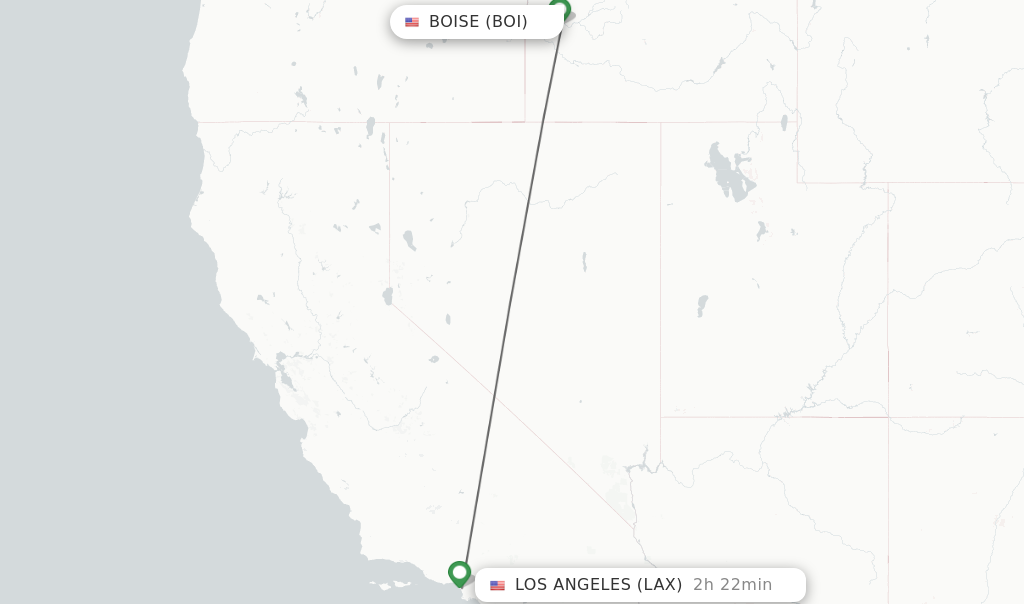 Flights from Boise to Los Angeles route map