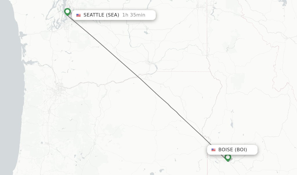 Flights from Boise to Seattle route map