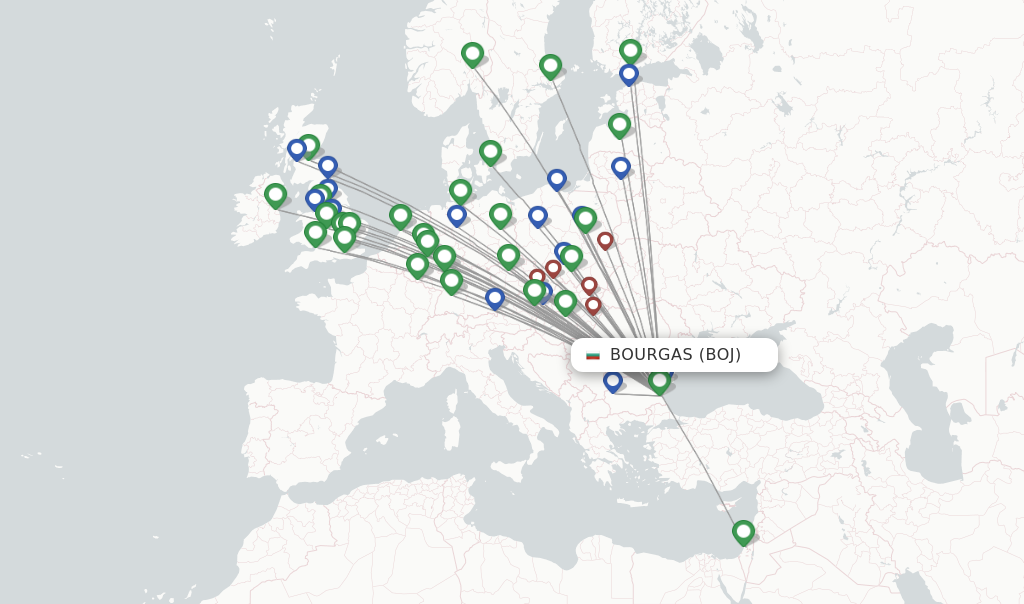 Flights from Burgas to Wroclaw route map