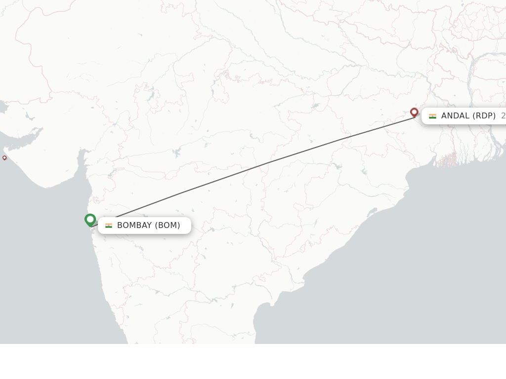 Flights from Mumbai to Andal route map