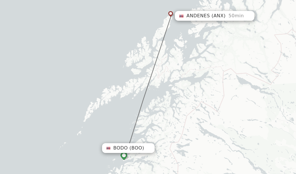 Flights from Bodo to Andenes route map