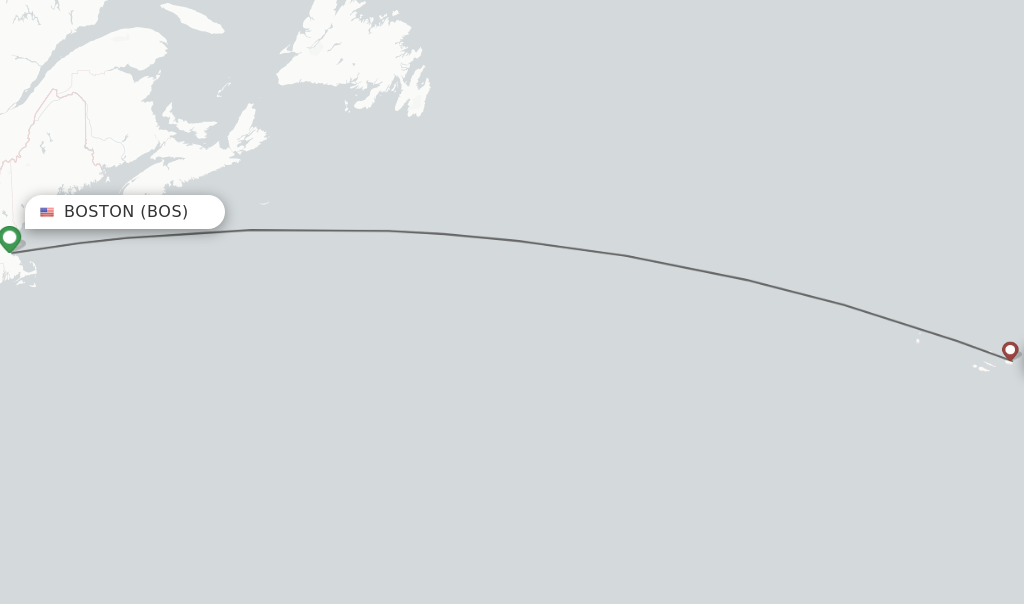 Flights from Boston to Terceira route map