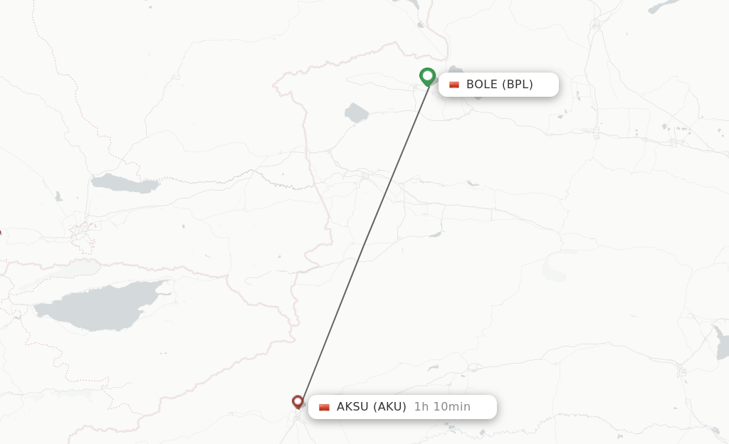 Flights from Bole to Aksu route map