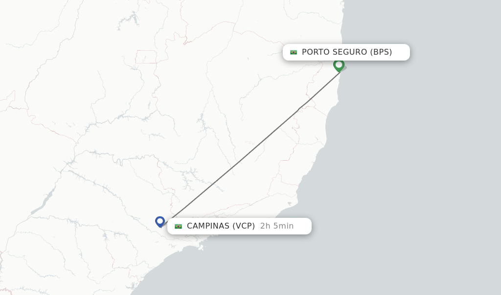 Flights from Porto Seguro to Campinas route map