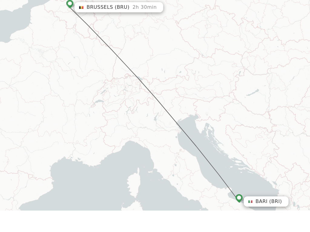 Flights from Bari to Brussels route map