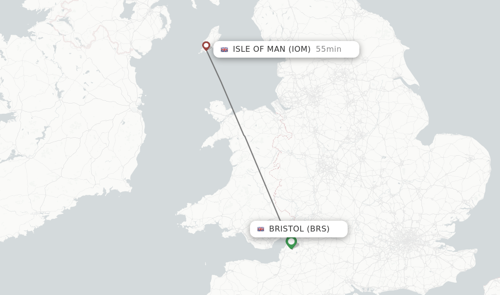 Flights from Bristol to Isle Of Man route map