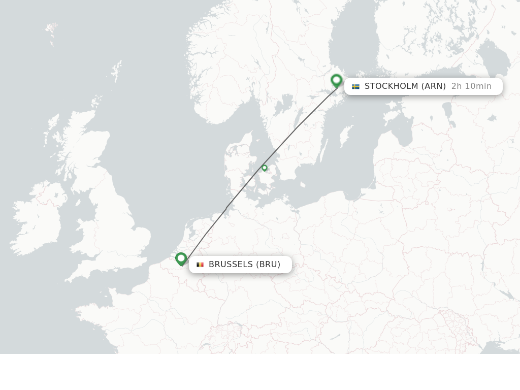 Flights from Brussels to Stockholm route map