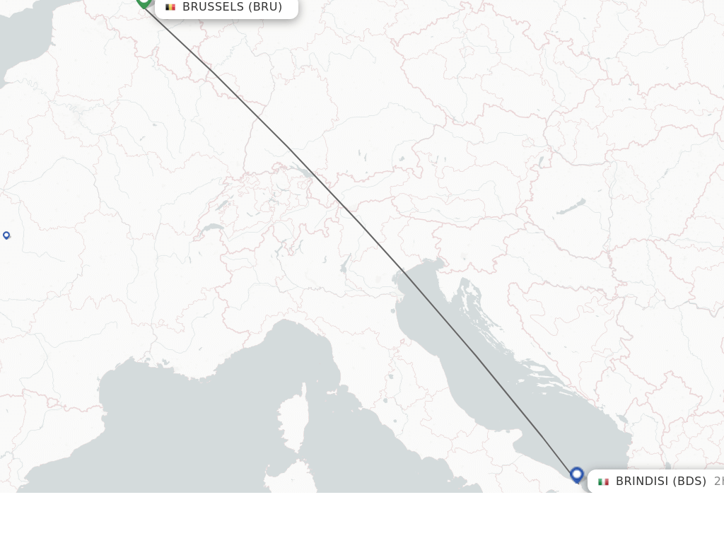 Flights from Brussels to Brindisi route map