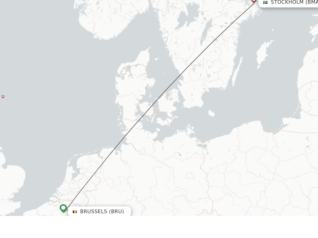 Flights from Brussels to Stockholm route map