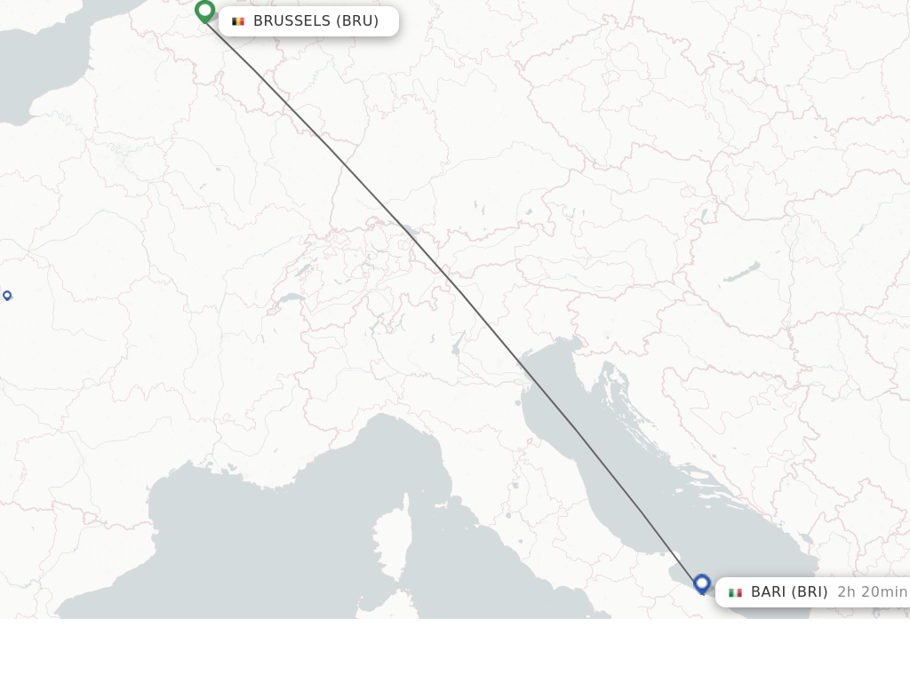 Flights from Brussels to Bari route map