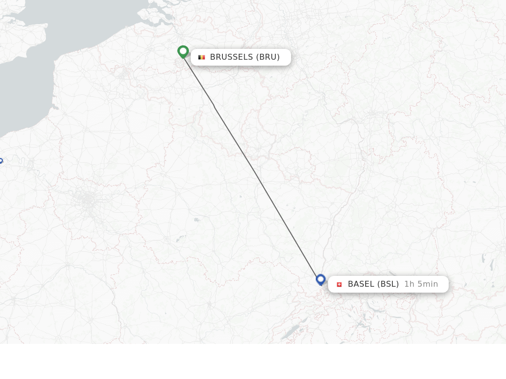Flights from Brussels to Basel, Switzerland/Mulhouse route map