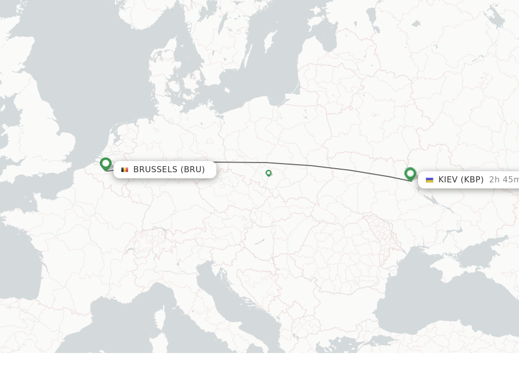 Flights from Brussels to Kiev/Kyiv route map