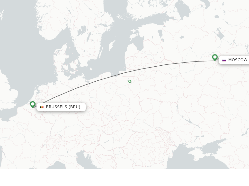 Flights from Brussels to Moscow route map