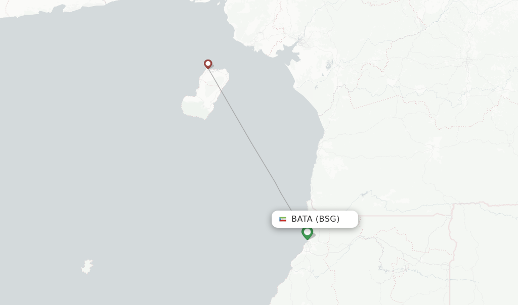 Route map with flights from Bata with Cronos Airlines