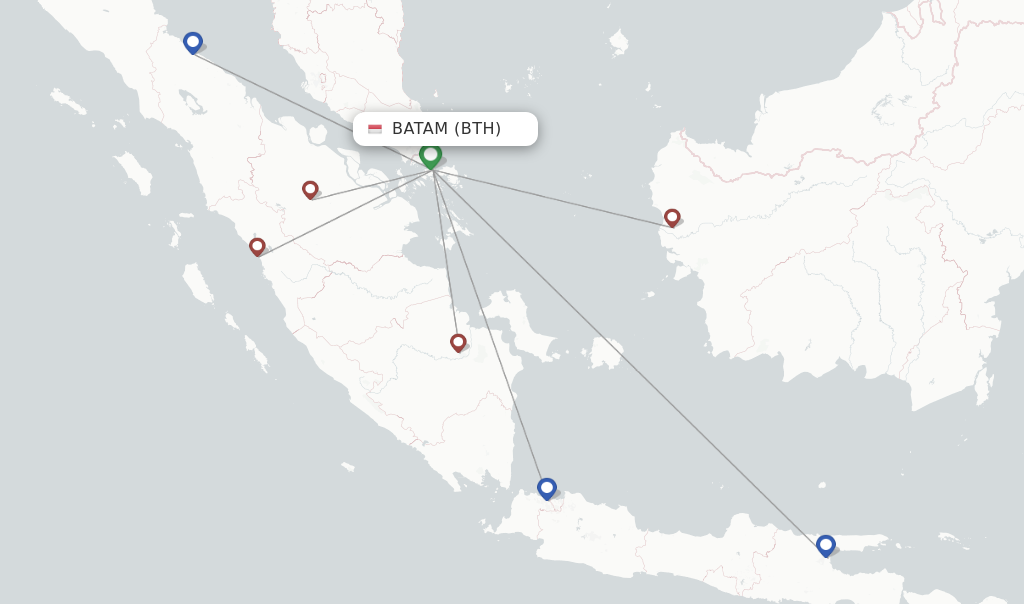 Route map with flights from Batam with Citilink