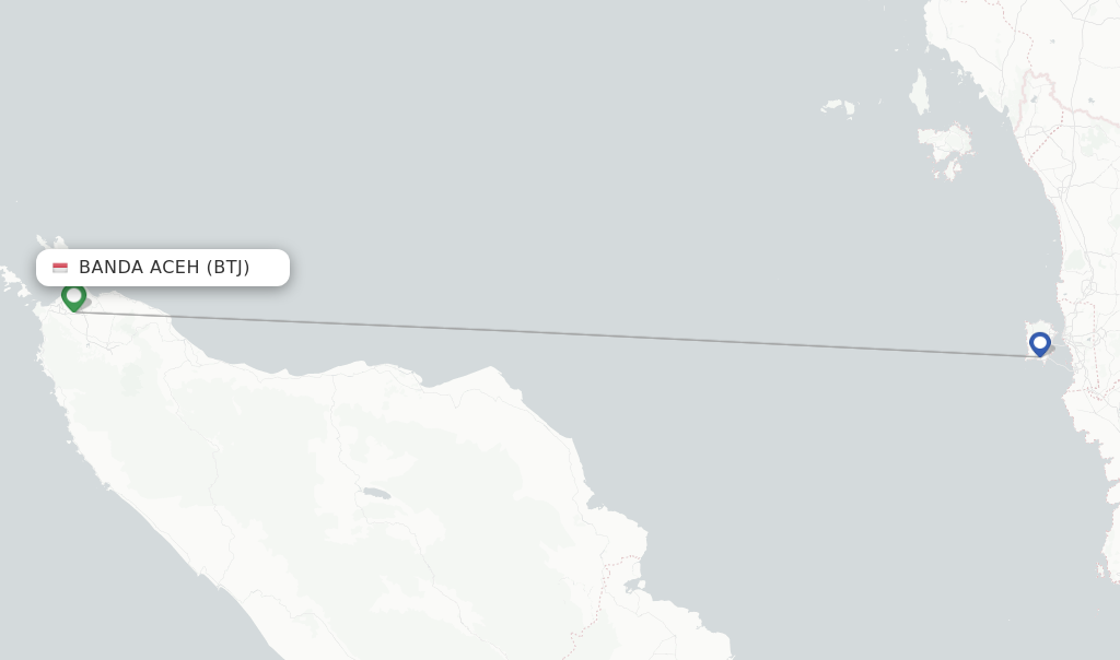 Route map with flights from Banda Aceh with Firefly