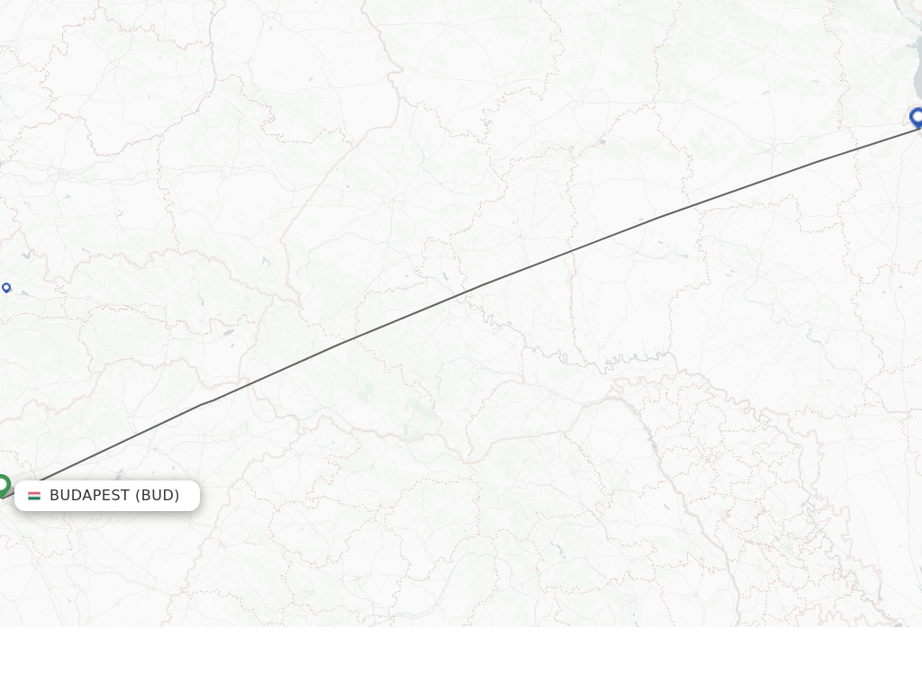 Flights from Budapest to Kiev route map