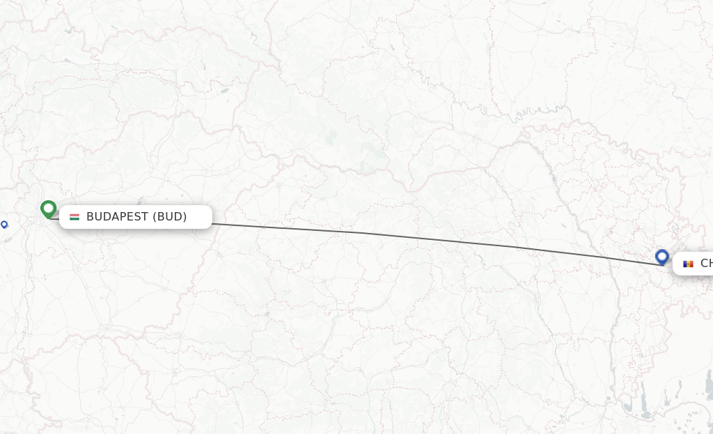 Flights from Budapest to Chisinau route map
