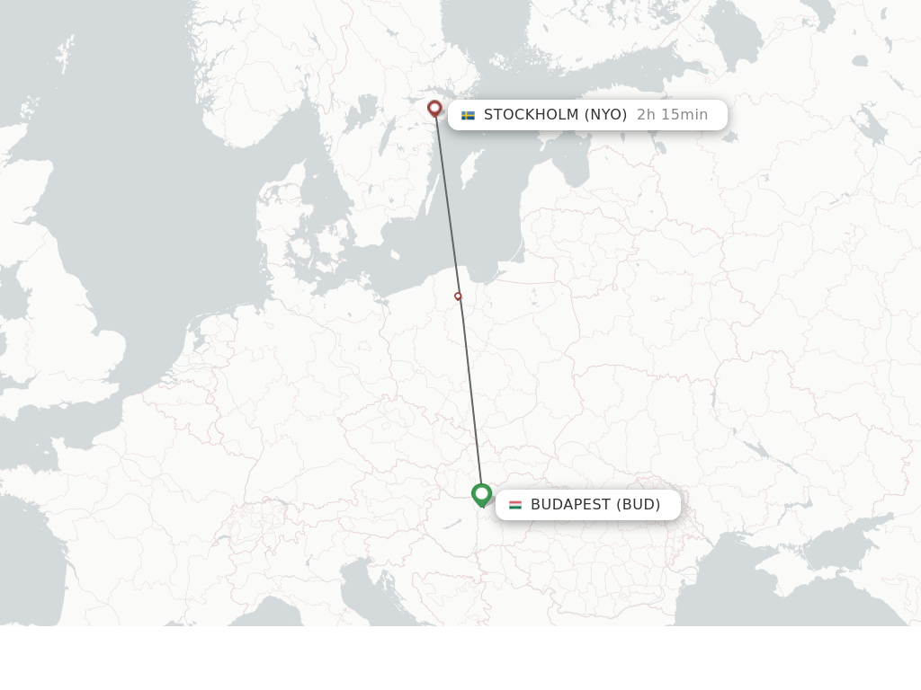 Flights from Budapest to Stockholm route map
