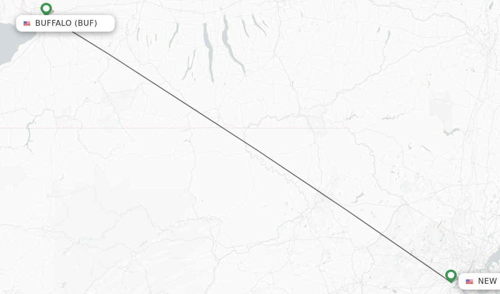 Flights from Buffalo to New York route map