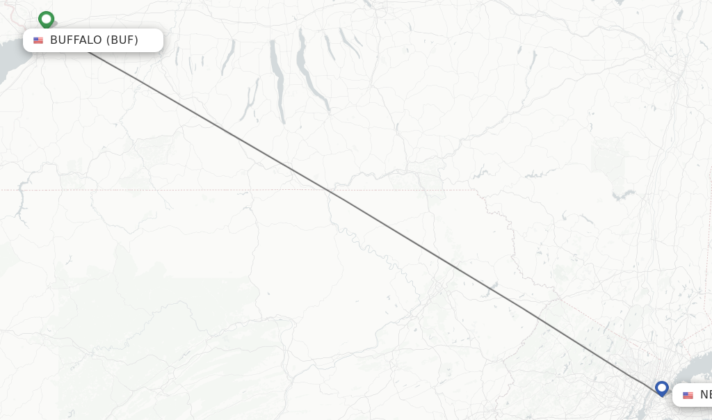 Flights from Buffalo to New York route map