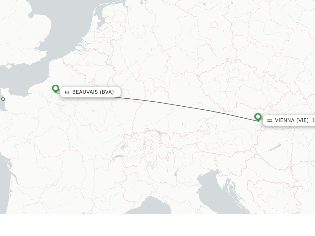 Flights from Paris to Vienna route map
