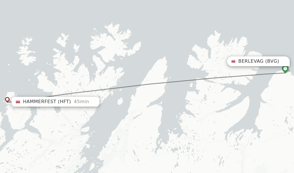Flights from Berlevag to Hammerfest route map