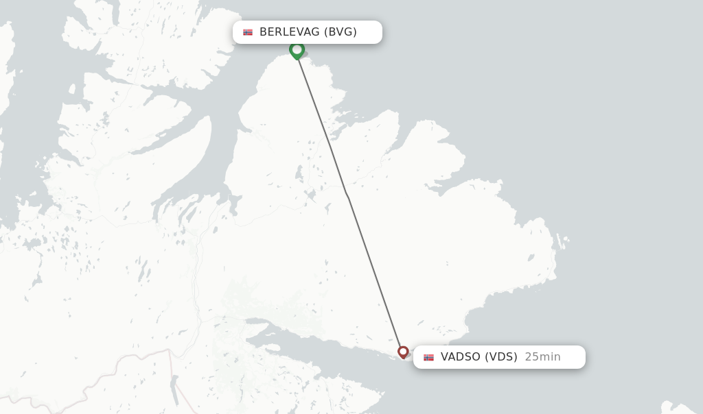Flights from Vadso to Berlevag route map