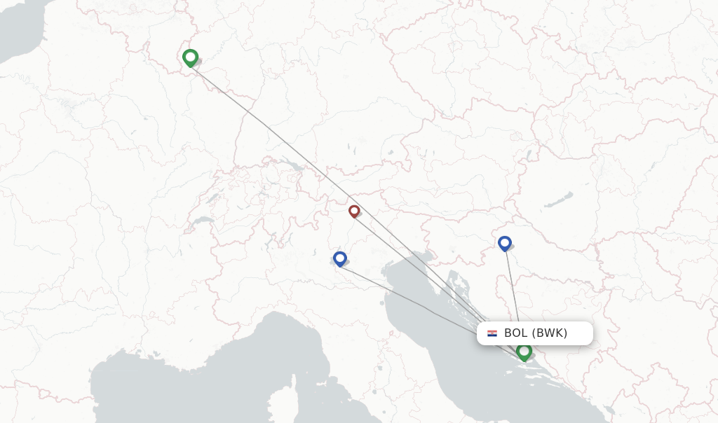 Flights from Bol to Brussels route map