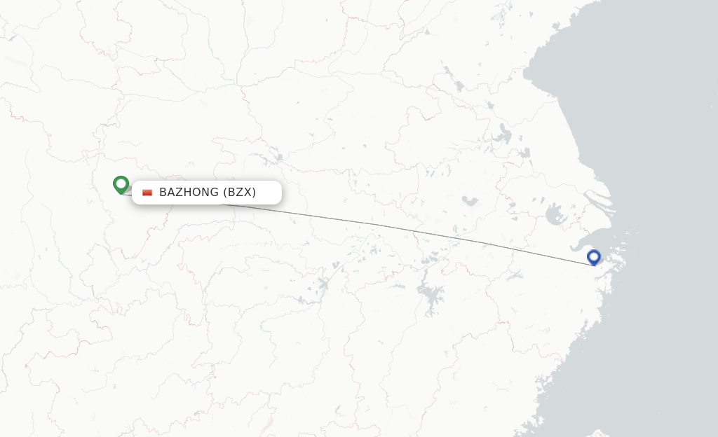 Route map with flights from Bazhong with Loong Air