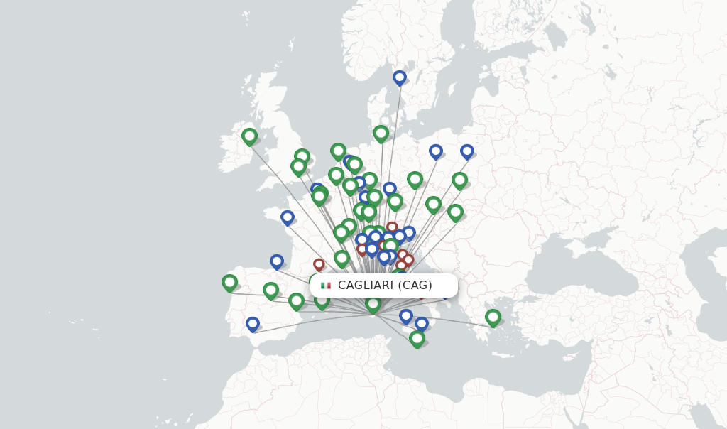 Cagliari flight map